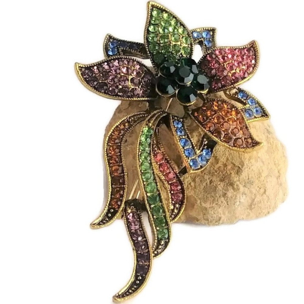 Multicolor Floral Brooch NWT